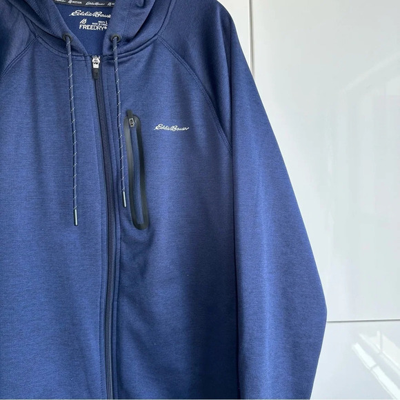 Eddie Bauer Mens FreeDry Jacket Hoodie Size Large Zip Front Navy - Picture 3 of 6